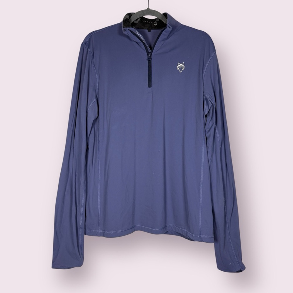 Greyson Clothiers Tate Mockneck Quarter Zip Sweater Slate Blue